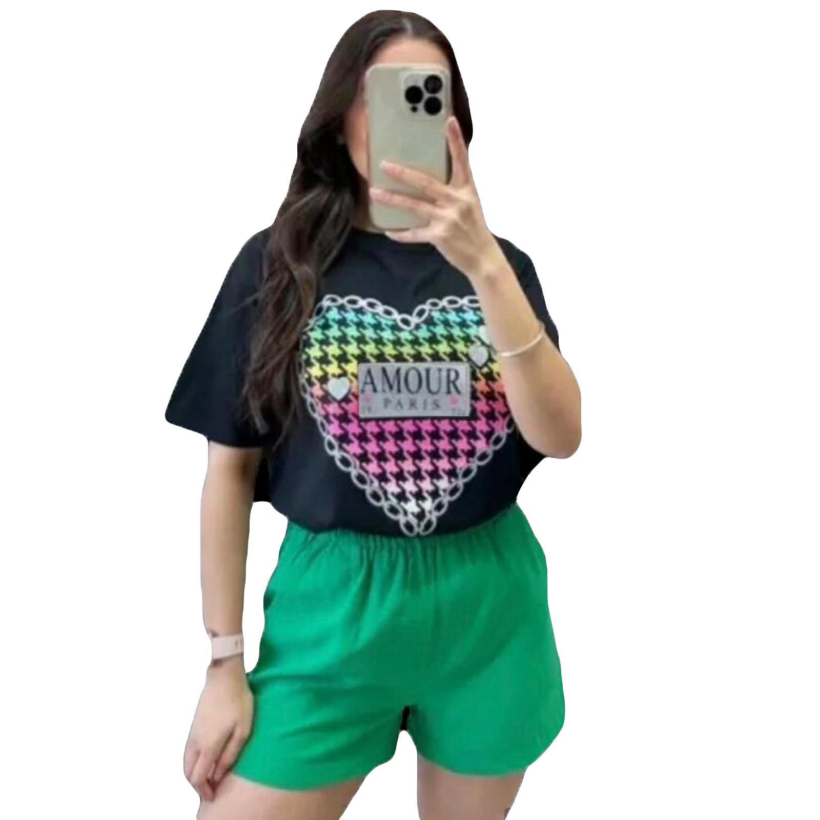 Damas Camiseta Mujeres Corazón Amor Multi Estilos Estampado Mangas Cortas Prenda para el torso XS-XL - Imagen 7 de 11