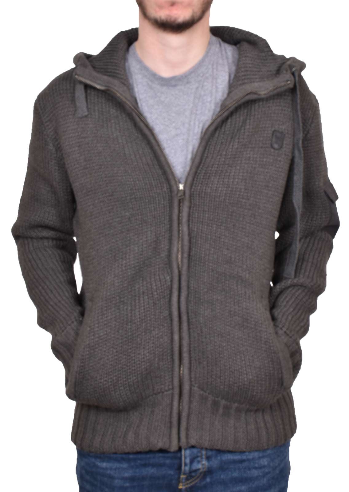 Mens Hoodie Brave Soul Knitted Full Zip Long Sleeve Cardigan Top Hoody