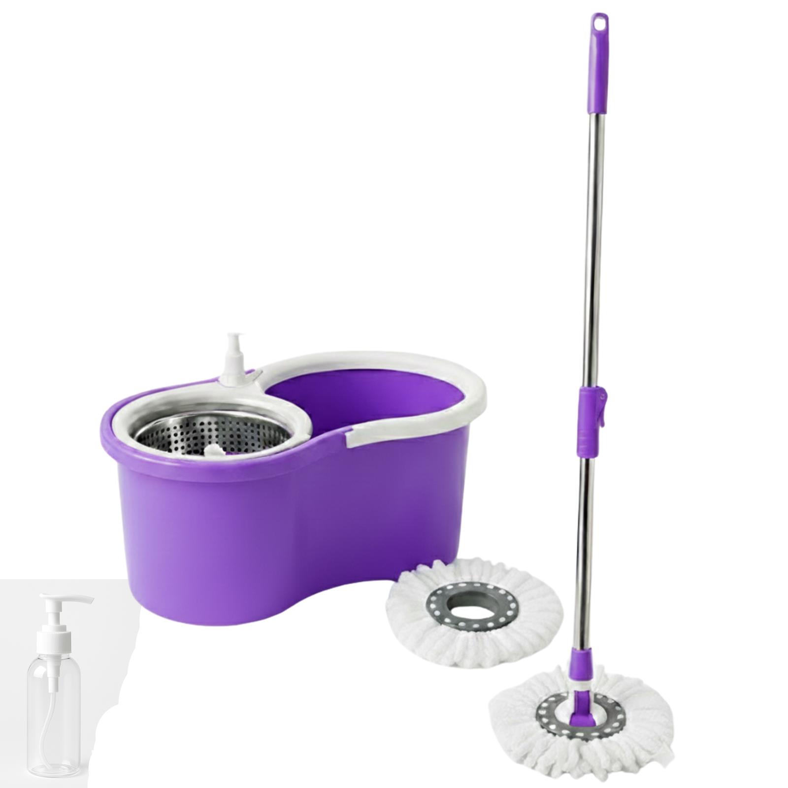 360° FLOOR MAGIC SPIN MOP BUCKET SET WITH 2 HEADS MICROFIBRE ROTATING DRY HEADS - Picture 14 of 17