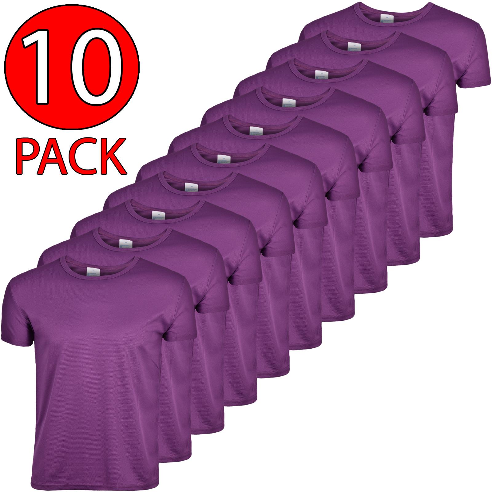 10 Pack Mens Plain T-Shirt Short Sleeve Gym Fitness Crew Neck Sports Breathable - Picture 26 of 37