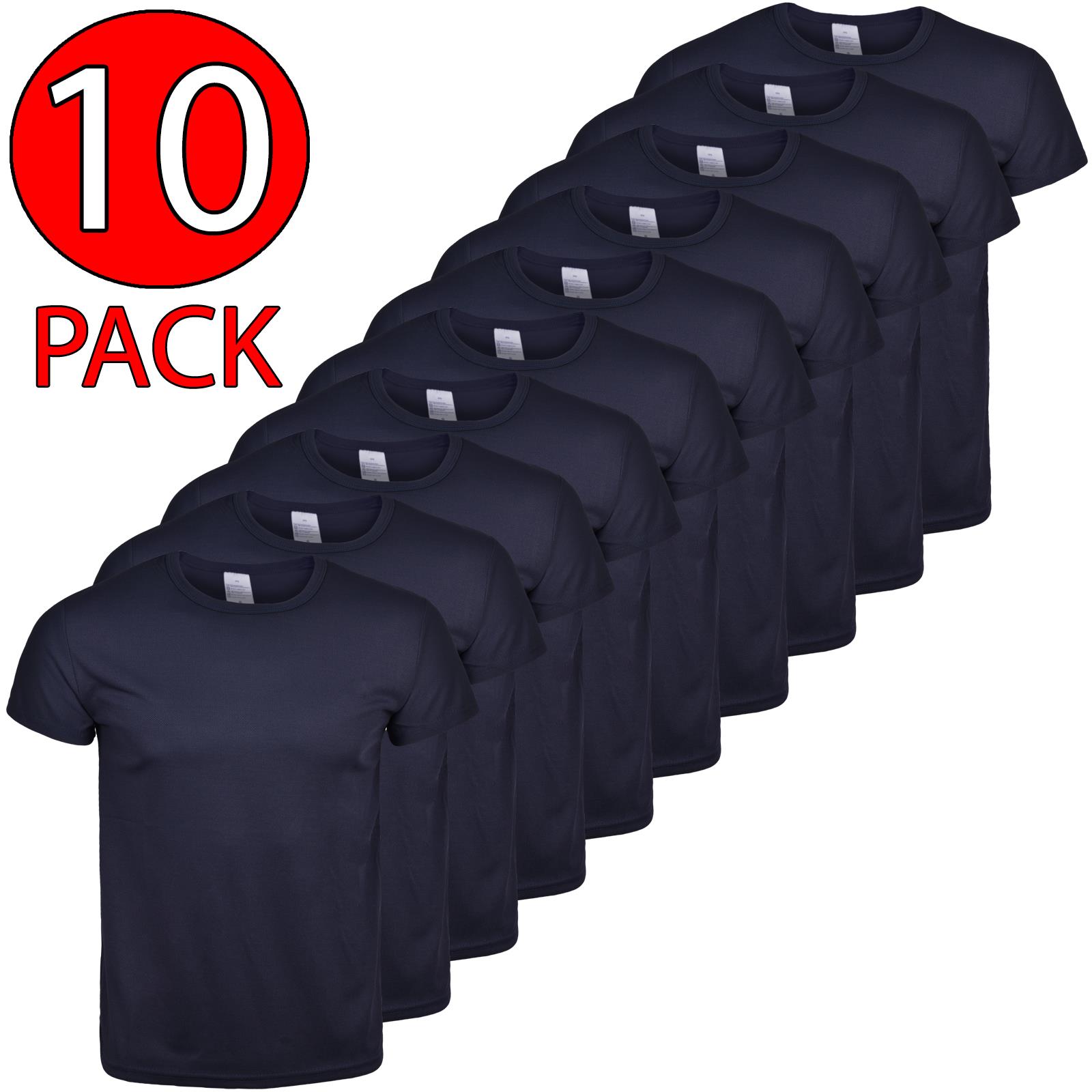 10 Pack Mens Plain T-Shirt Short Sleeve Gym Fitness Crew Neck Sports Breathable - Picture 20 of 37