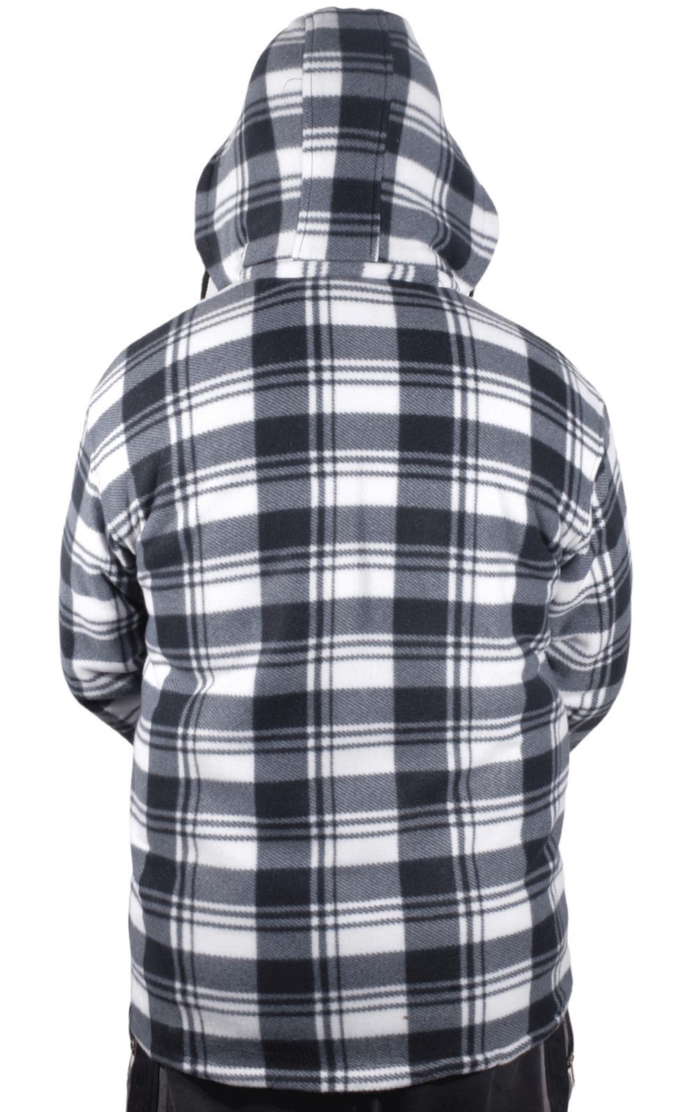 Camisa acolchada para hombre Sherpa forrada de piel leñador chaqueta de trabajo gruesa informal sudadera con capucha - Imagen 41 de 48