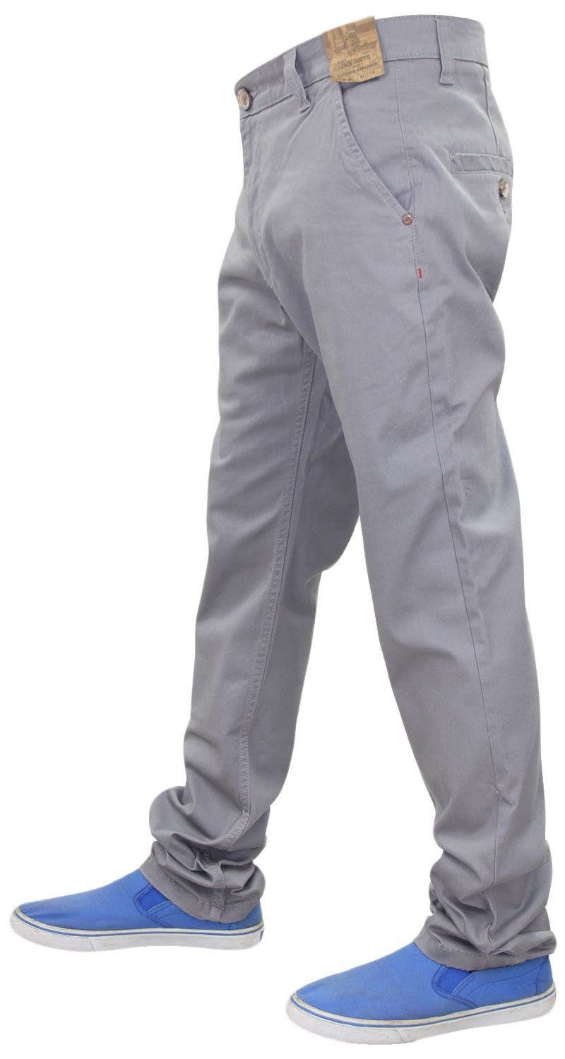 Mens Chino Jeans Regular Fit Stretch Cotton Straight Leg Pants Trouser