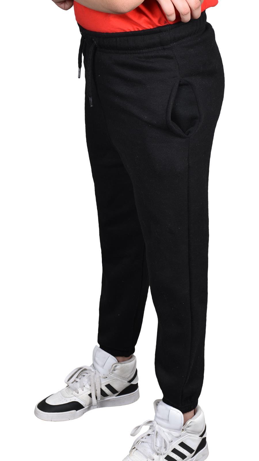 Jogging Bottoms Pack of 2 Kids Boys Girls Warm Fleece PE Plain Tracksuit Joggers - Picture 16 of 62