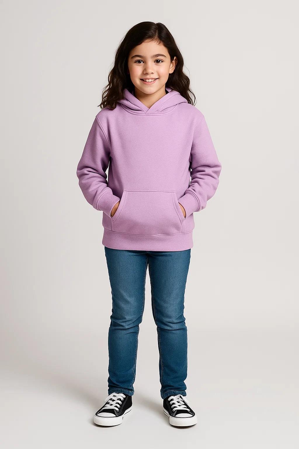 Kids Girls Boys Plain Hooded Jumper Fleece Pullover Hoodie Unisex Sweatshirt - Picture 121 of 128