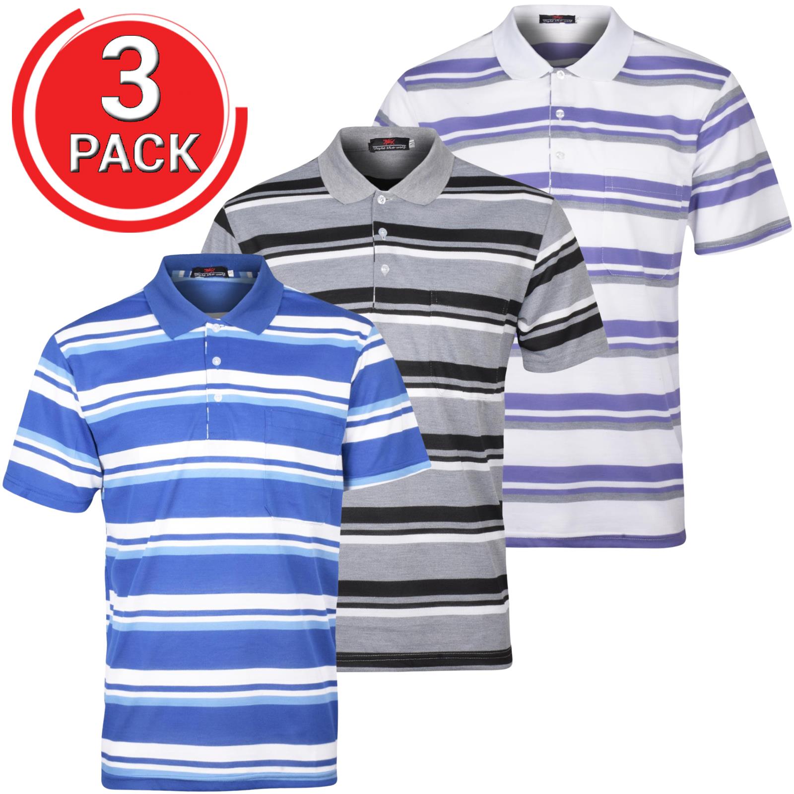 Mens Regular-Fit Pique Cotton Blend Polo Shirts Short Sleeve Pocket Tee Top Lot - Picture 16 of 50