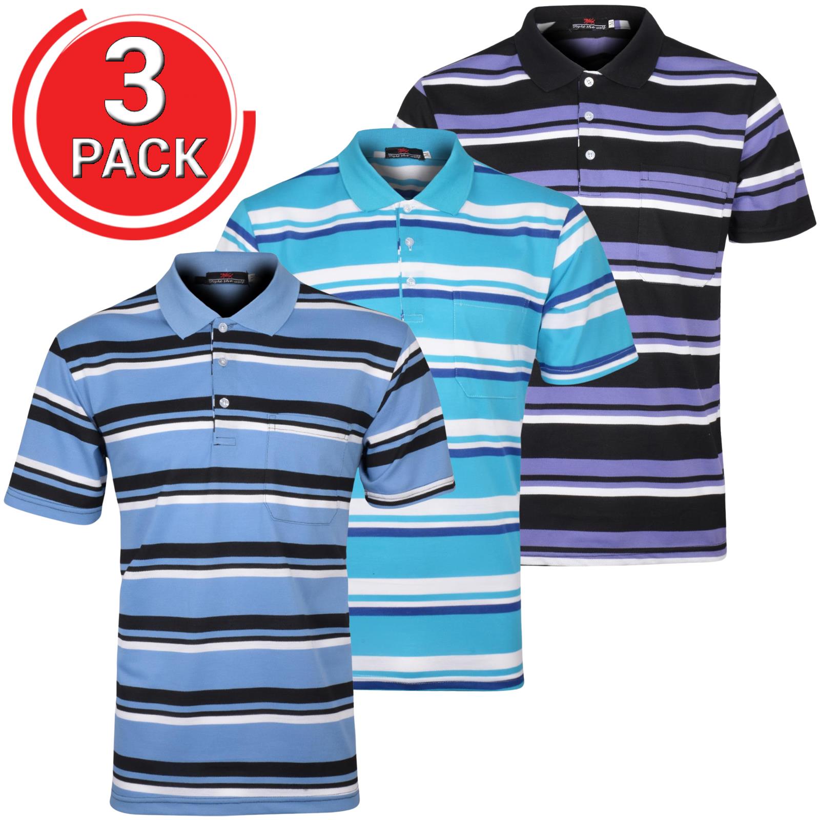 Mens Regular-Fit Pique Cotton Blend Polo Shirts Short Sleeve Pocket Tee Top Lot - Picture 12 of 50