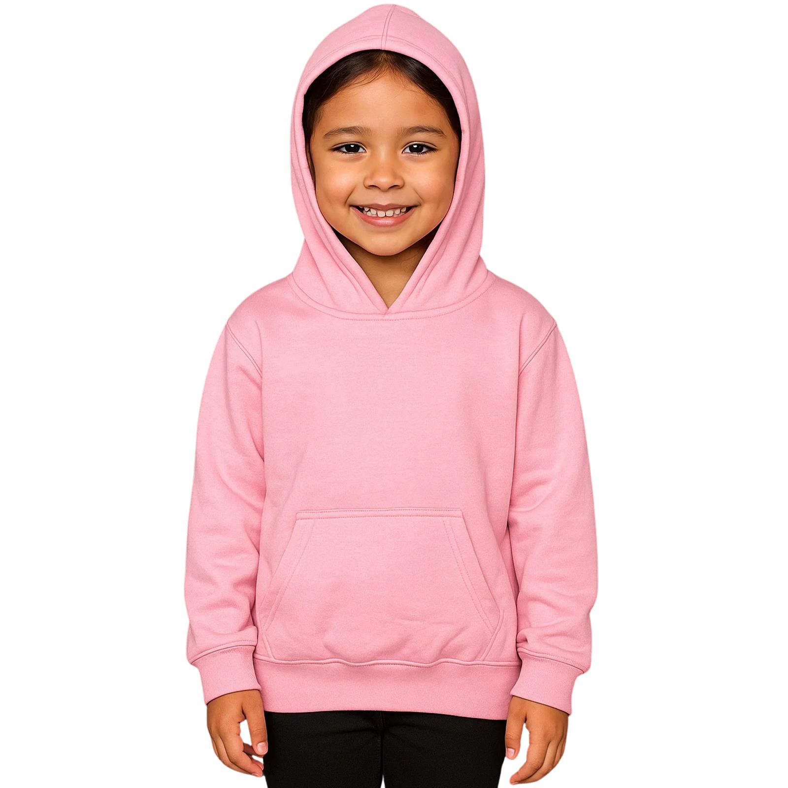 Kids Girls Boys Plain Hooded Jumper Fleece Pullover Hoodie Unisex Sweatshirt - Picture 105 of 128