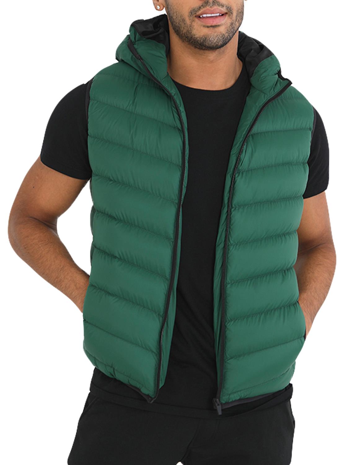 Mens Hooded Gilet Body Warmer Sleeveless Padded Puffer Quilted Jacket BRAVE SOUL - Picture 12 of 17