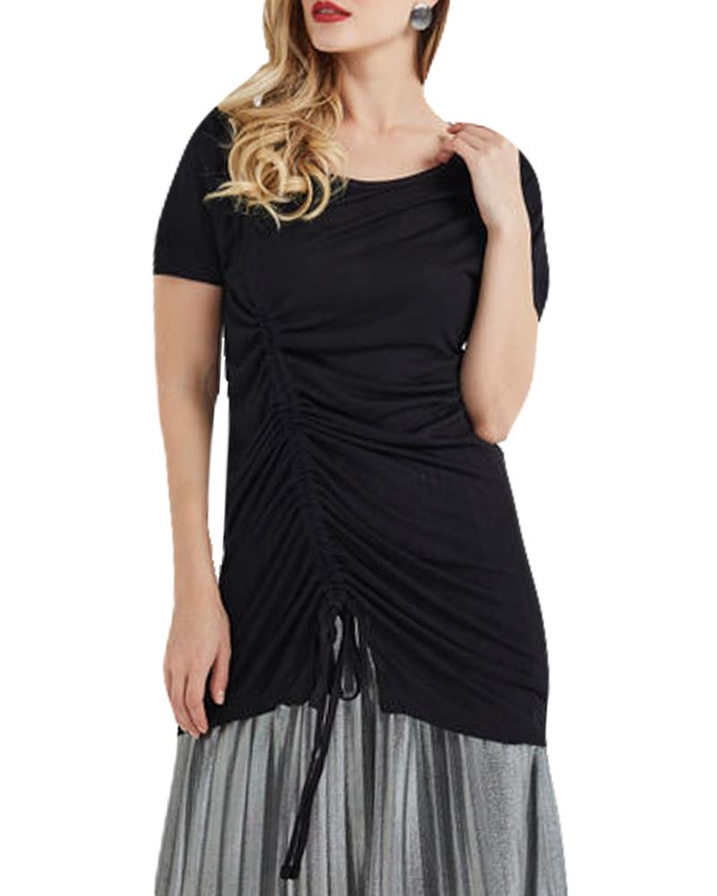 Mujer Verano Camiseta Larga Cordón Liso Mangas Cortas Blusa Informal Camiseta Prendas para el torso - Imagen 13 de 24