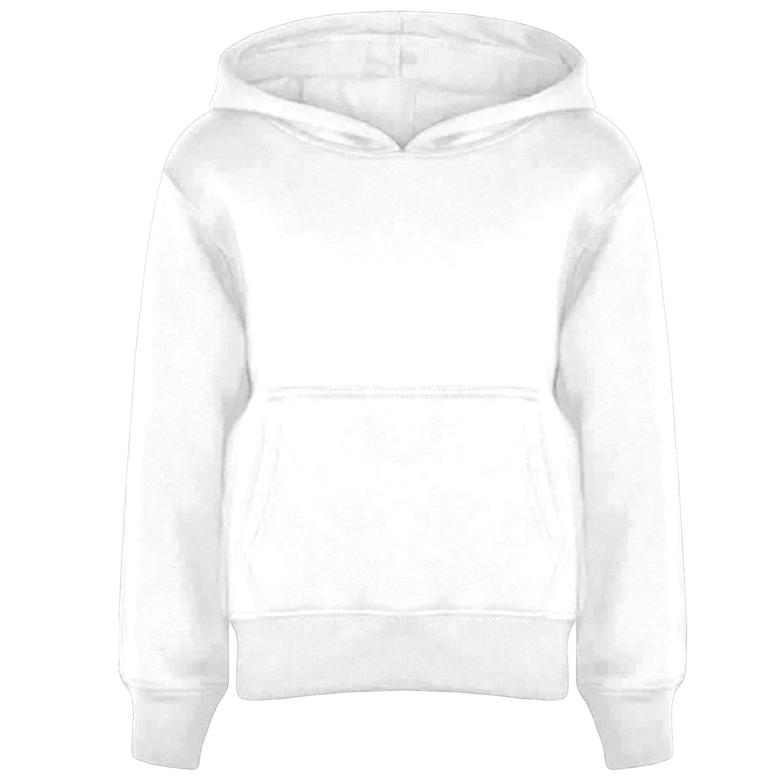 Kids Girls Boys Plain Hooded Jumper Fleece Pullover Hoodie Unisex Sweatshirt - Picture 96 of 128