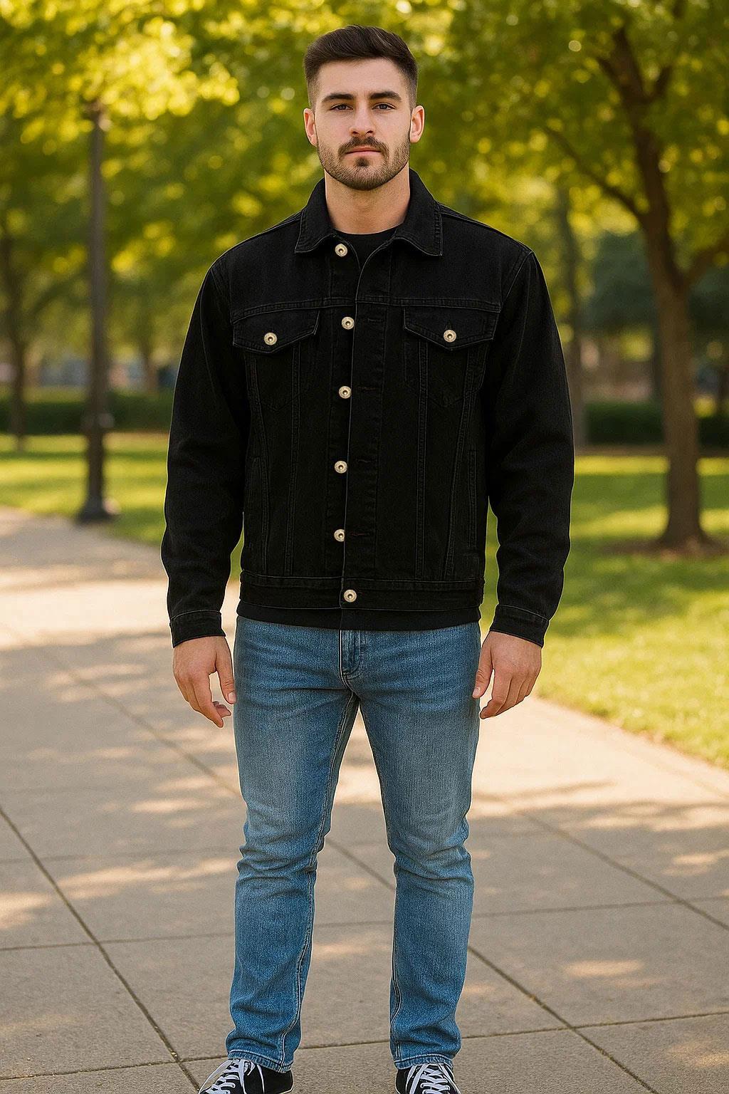 Mens Denim Jacket Classic Trucker Jeans Cotton Jacket Western Style Small To 6XL