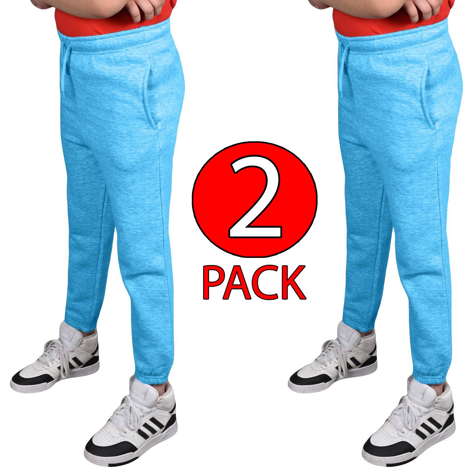 Jogging Bottoms Pack of 2 Kids Boys Girls Warm Fleece PE Plain Tracksuit Joggers - Picture 57 of 62