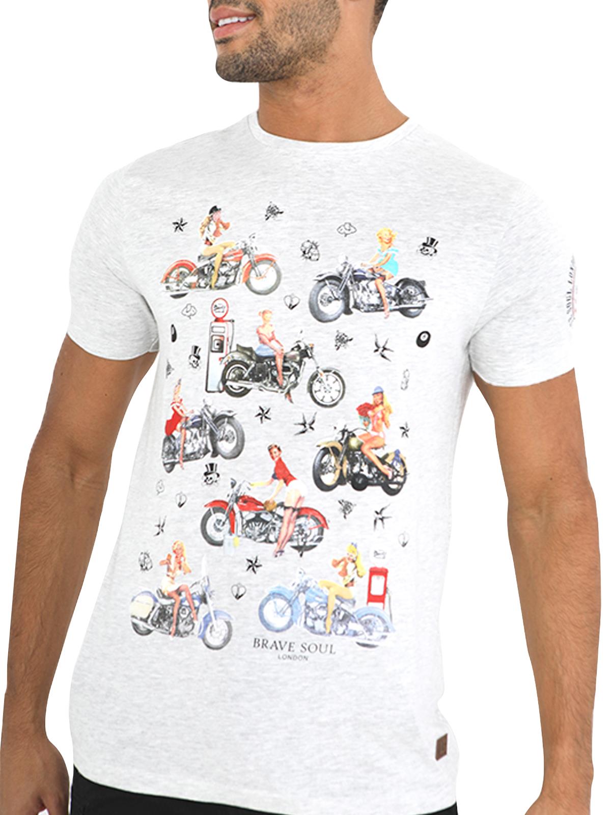 Biker T-Shirt Motorbike Motorcycle Racer Chopper Bike Mens Vintage Print Top UK - Picture 9 of 15
