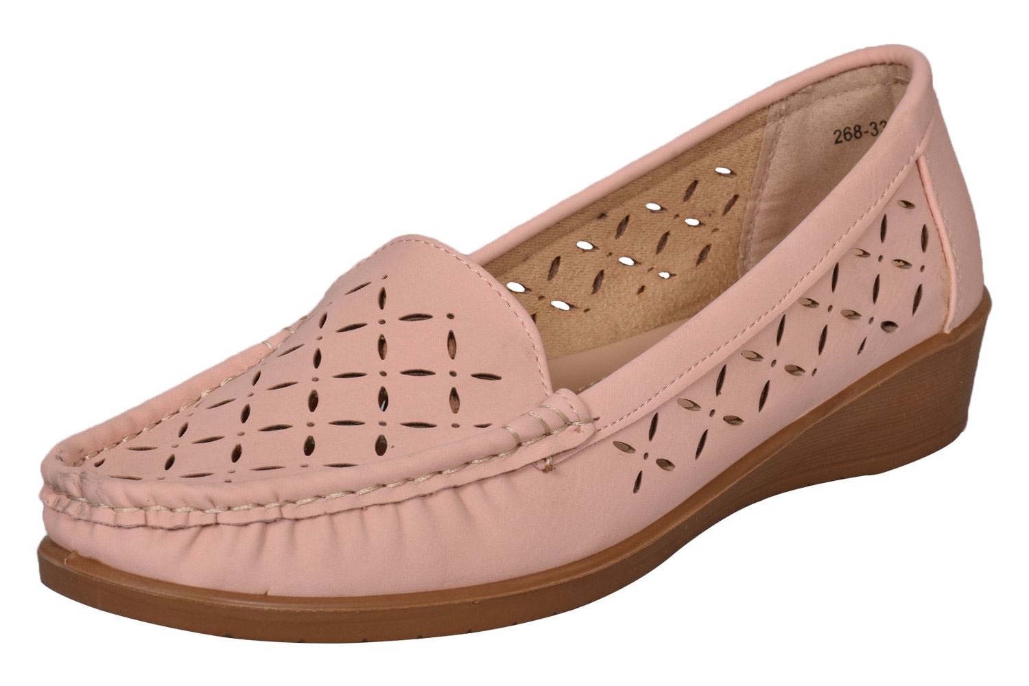 New Ladies Comfort Shoes Slip on Casual Pumps Cushioned Floral Low Wedge Heels | eBay