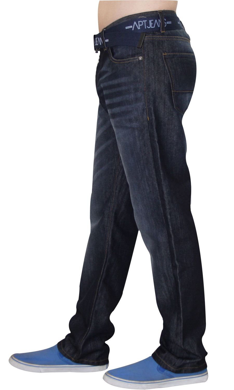 Homme Coupe Standard Jeans Coupe Droite Denim Pantalon Pantalon Avec Gratuit Ceinture Toutes Tailles