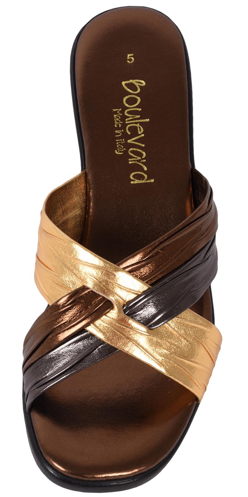 Boulevard Ladies Crossover Mule Sandal Wedge Heel Slip On Padded Socks Size 3-8 - Picture 27 of 40