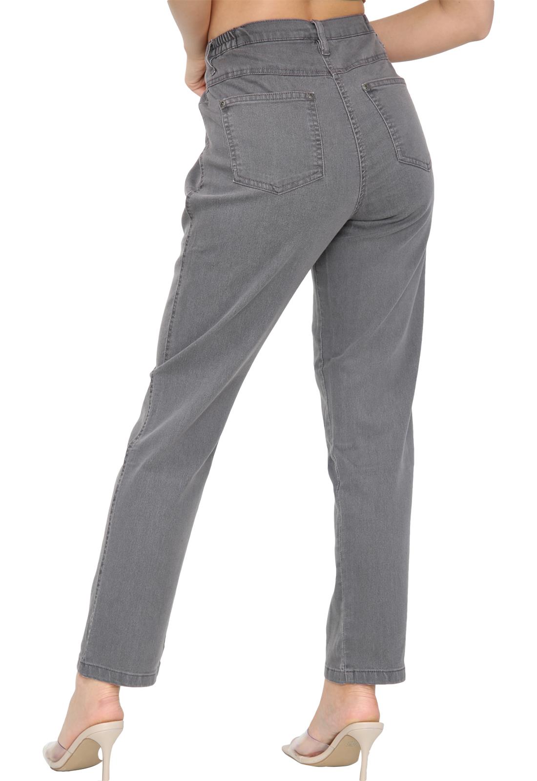 Womens Denim Jeans Stretchy Straight Leg Half Elasticated Mid Rise Pants Trouser - Picture 11 of 12
