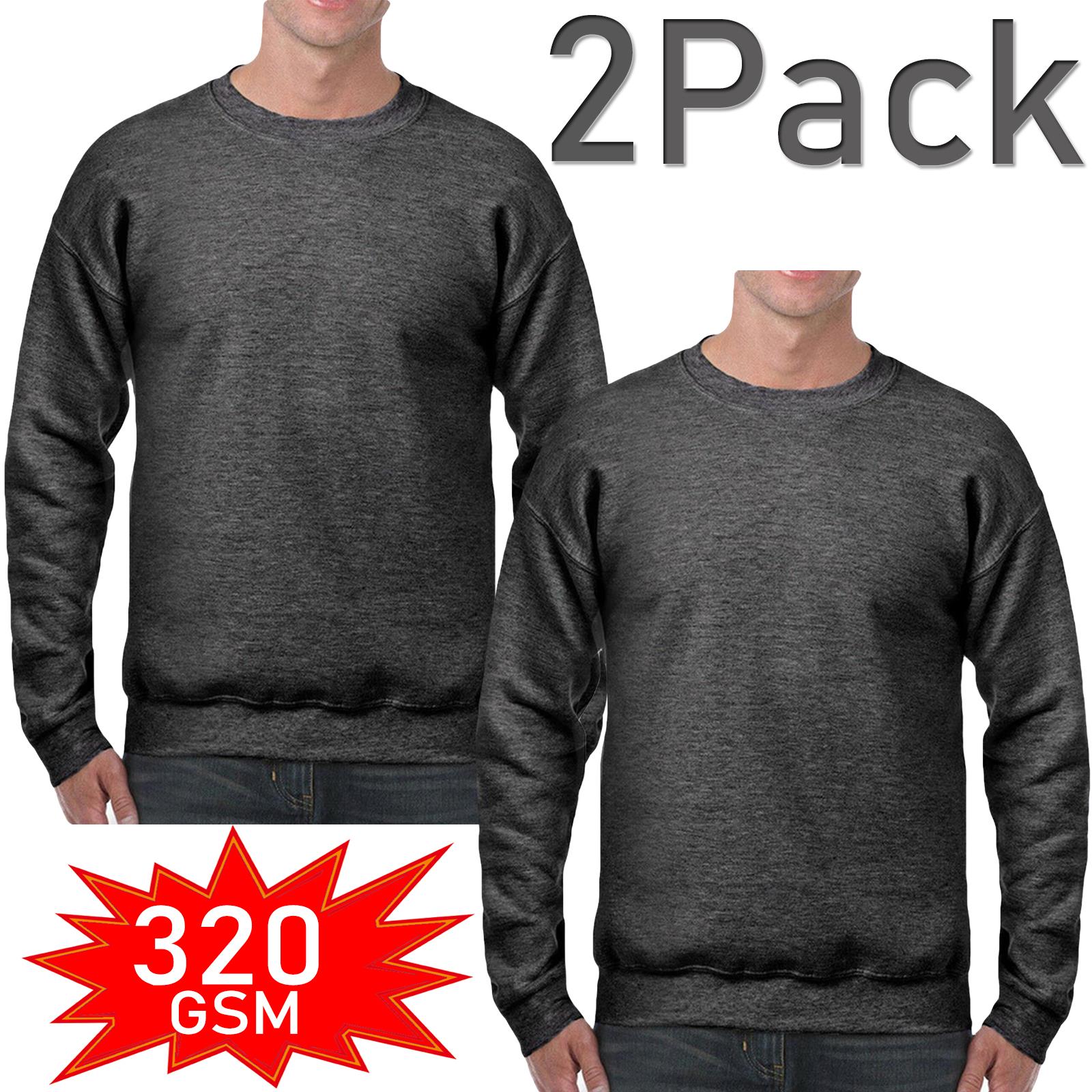 Sudadera lisa para hombre Jersey Suéter Pullover Trabajo Informal Top Paquete de 2 y 3 - Imagen 22 de 40