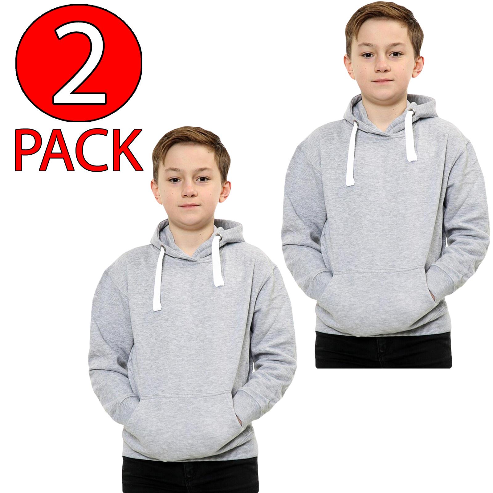 Kids Girls Boys Plain Hooded Jumper Fleece Pullover Hoodie Unisex Sweatshirt - Picture 61 of 128