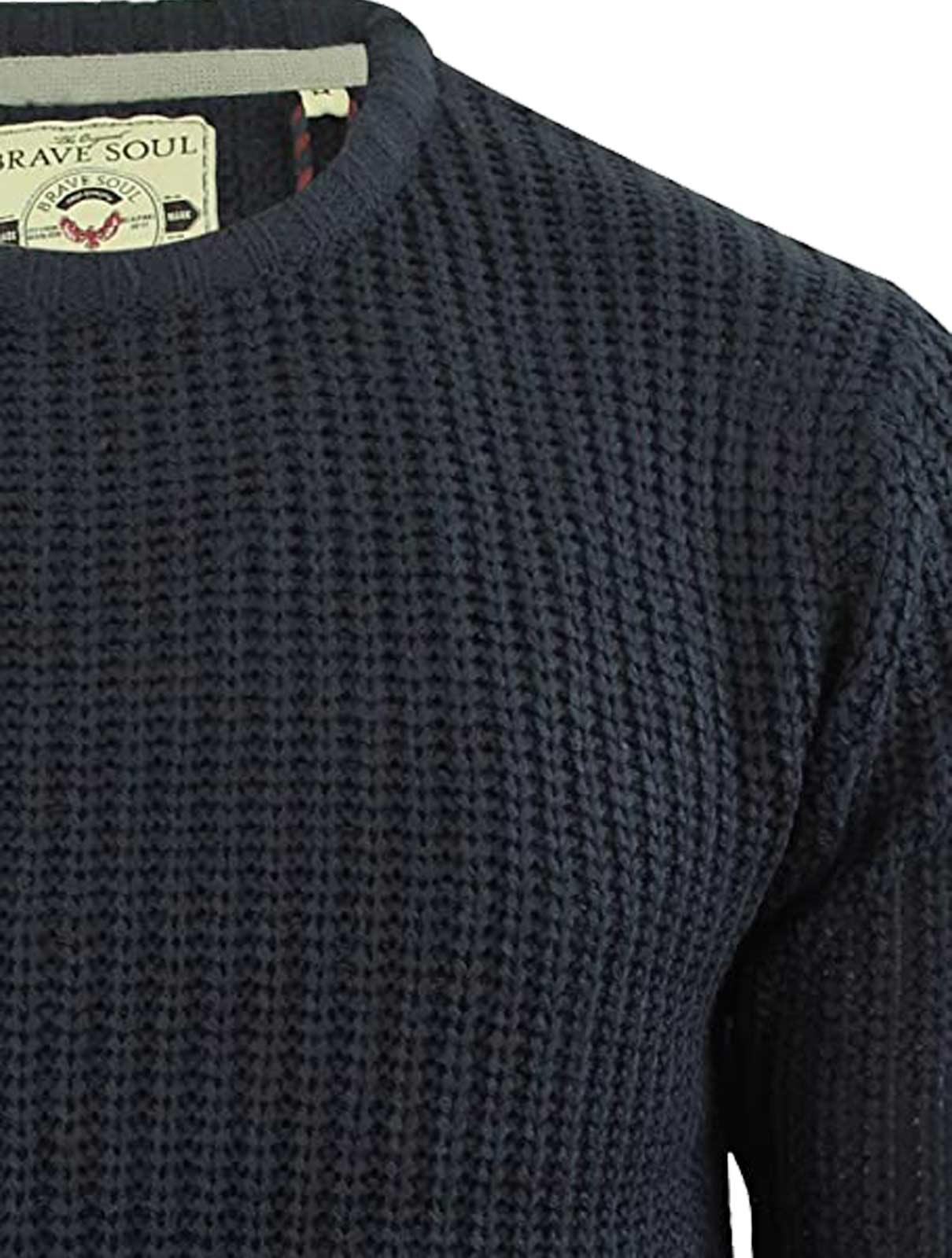 Brave Soul Mens Cable Knit Fisherman Knitted Jumper Weave Warm Pullover Sweater - Picture 42 of 51
