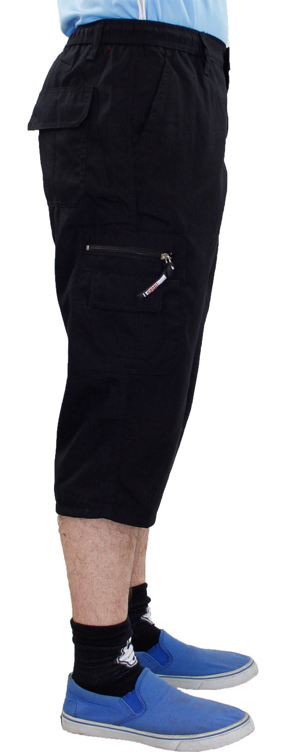 Herren 3/4 Shorts Gummibund Uni Cargo Kampf Arbeit Dreiviertel Hose - Bild 7 von 17