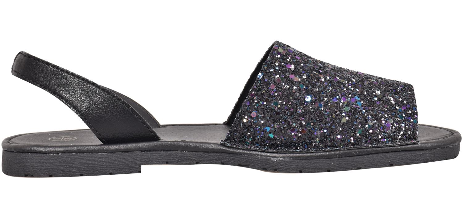 Ladies Menorcan Sandals Slingback Truffle Flat Glitter Peep Toe Spanish