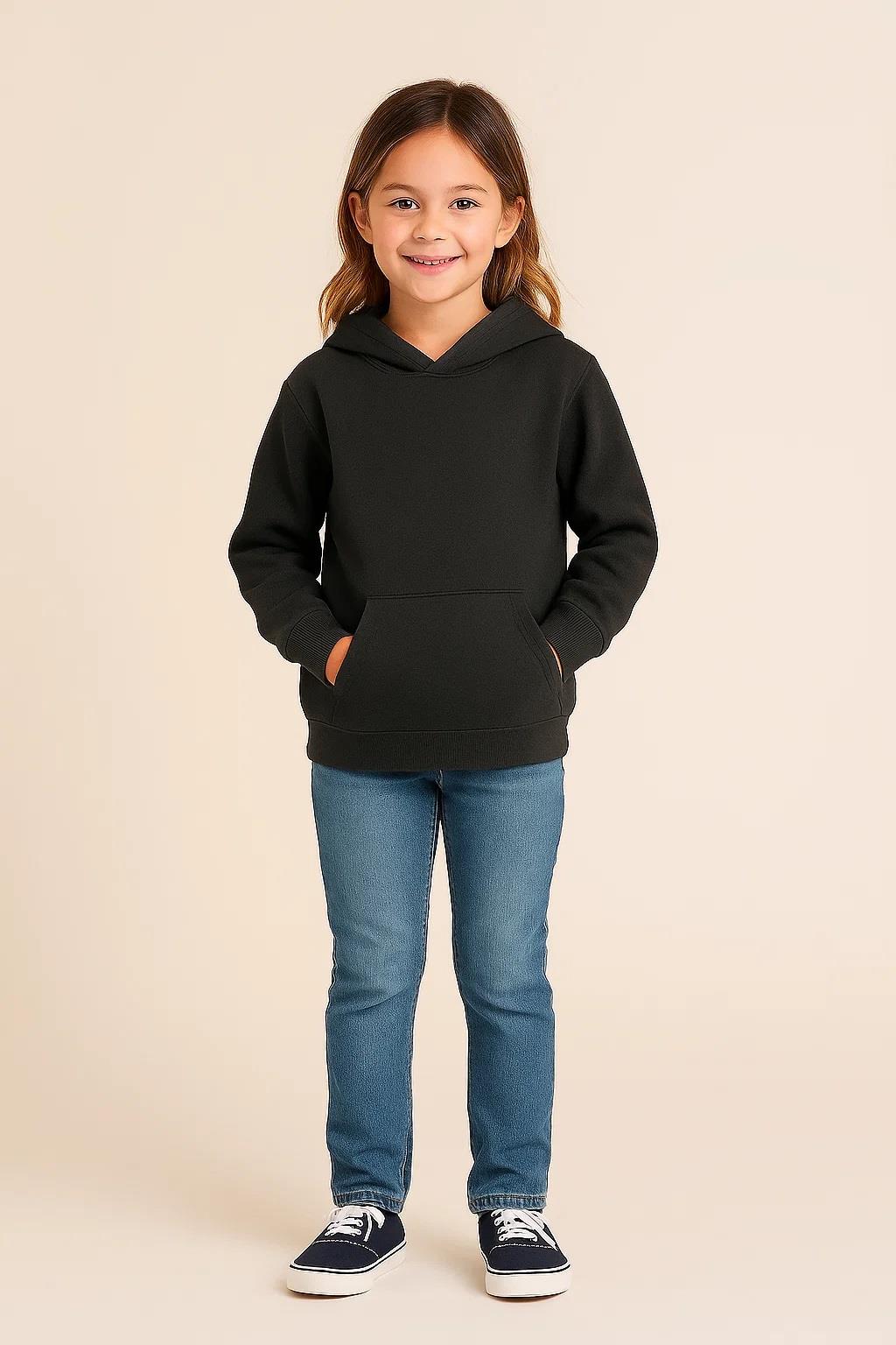 Kids Girls Boys Plain Hooded Jumper Fleece Pullover Hoodie Unisex Sweatshirt - Picture 110 of 128