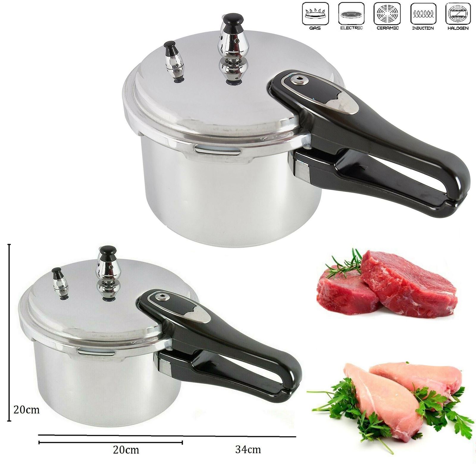 3L Pressure Cooker Aluminium Kitchen Steamer Catering Home Fast Healthy