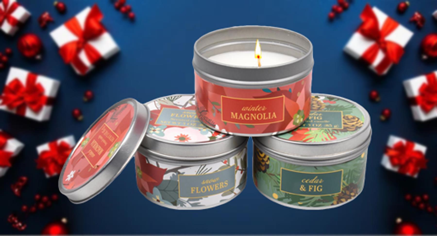 Scented Candles New Set of 3 Festive Christmas Decorative Tin Xmas Gift set - Picture 36 of 99