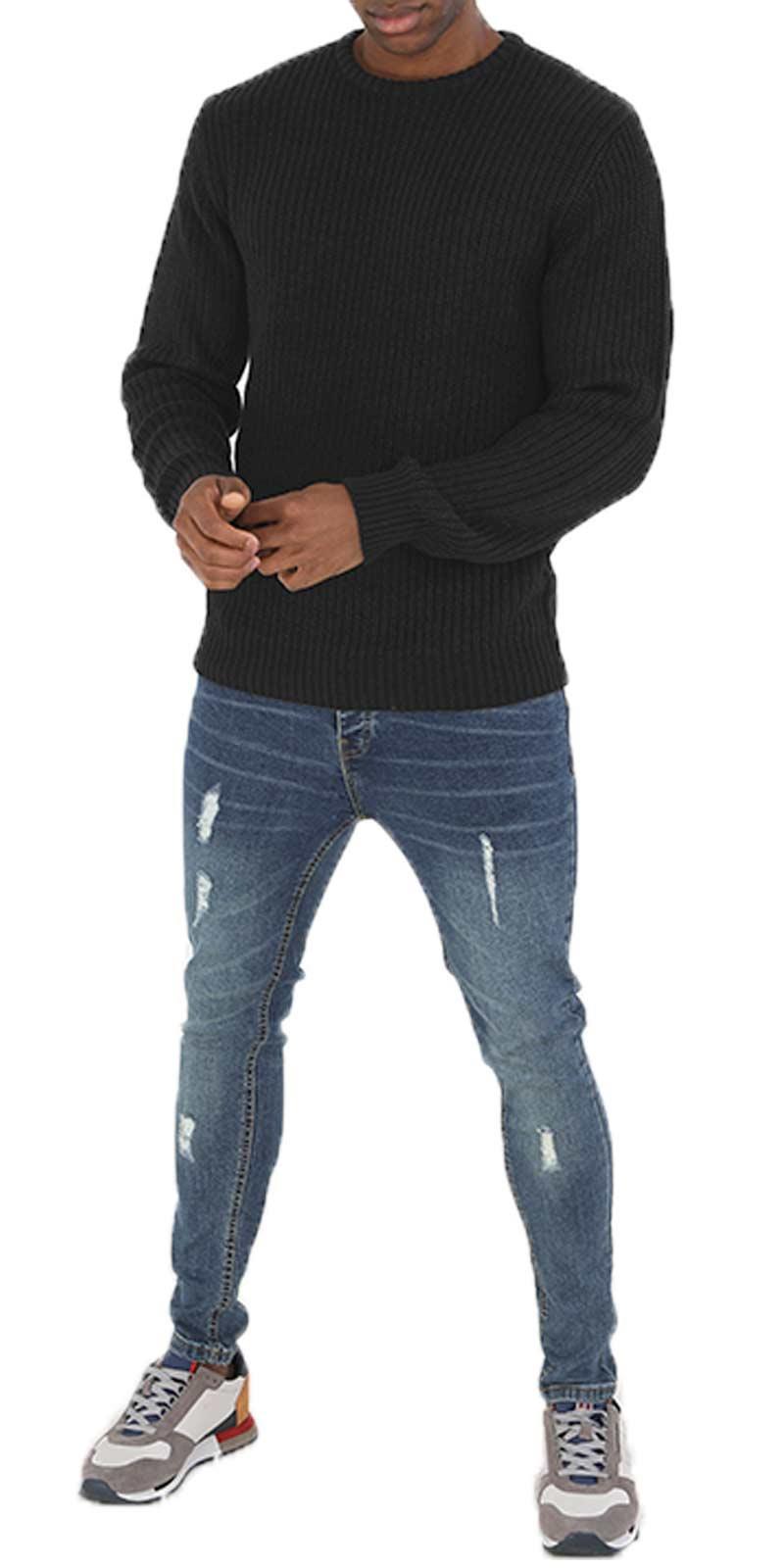 Brave Soul Mens Cable Knit Fisherman Knitted Jumper Weave Warm Pullover Sweater - Picture 38 of 51