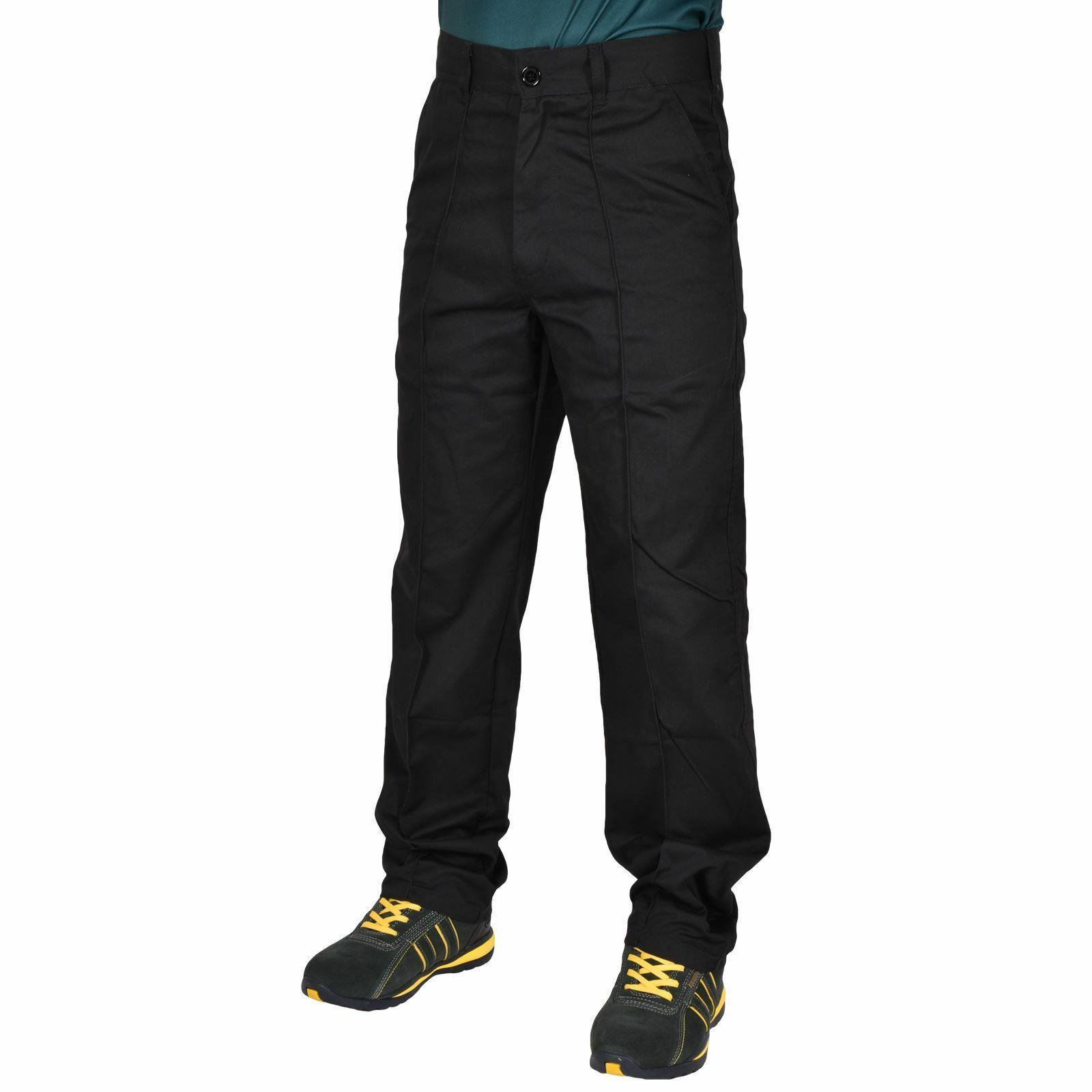 Mens Heavy Duty Work Trousers Workwear Sewn Creases Working Bottoms