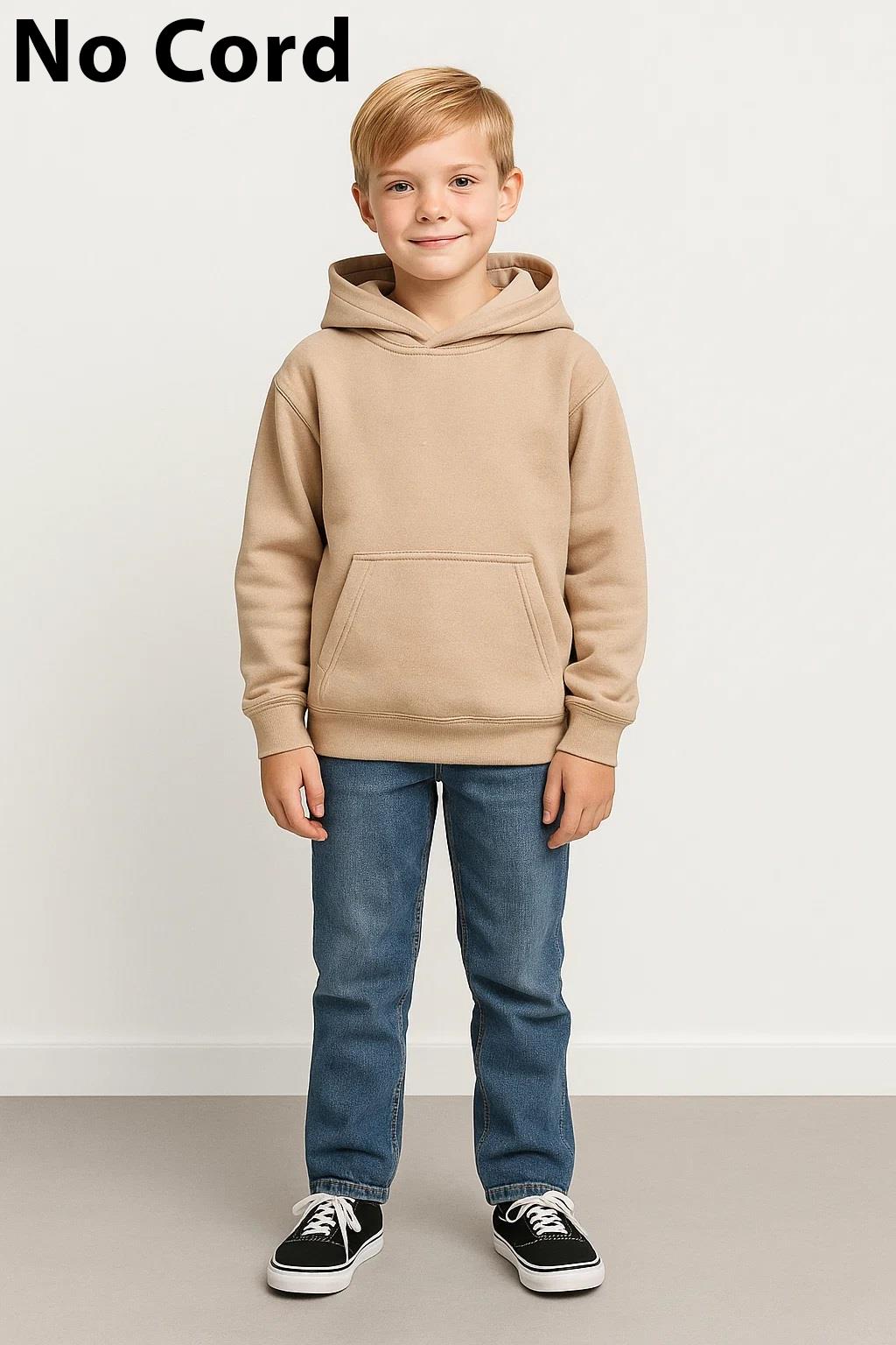 Kids Girls Boys Plain Hooded Jumper Fleece Pullover Hoodie Unisex Sweatshirt - Picture 124 of 128