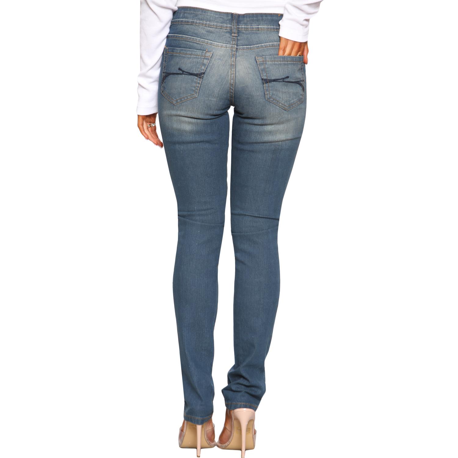 Pantalones de mezclilla para mujer pierna recta altura media elásticos calce ajustado ajustados 6-30 - Imagen 53 de 56