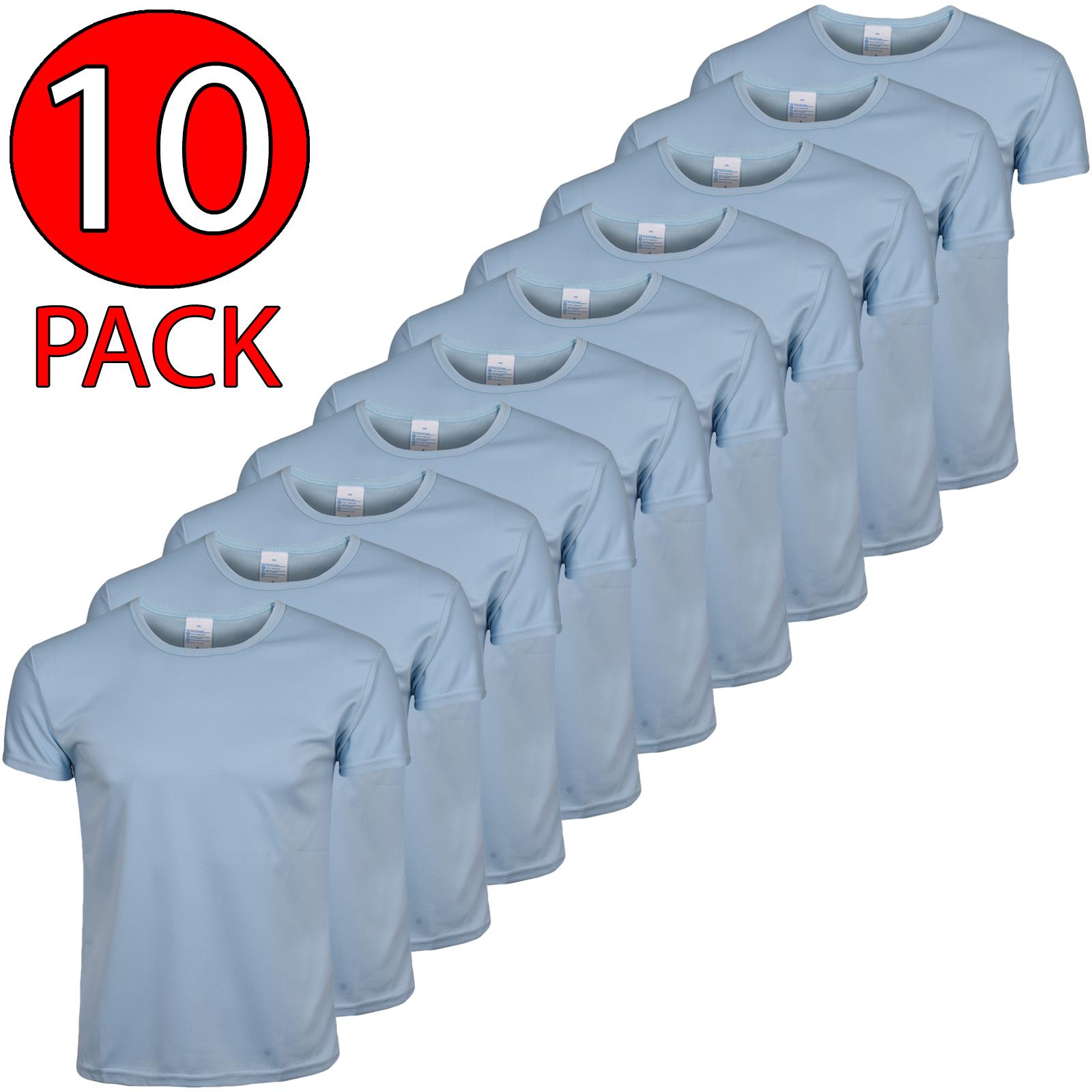 10 Pack Mens Plain T-Shirt Short Sleeve Gym Fitness Crew Neck Sports Breathable - Picture 17 of 37
