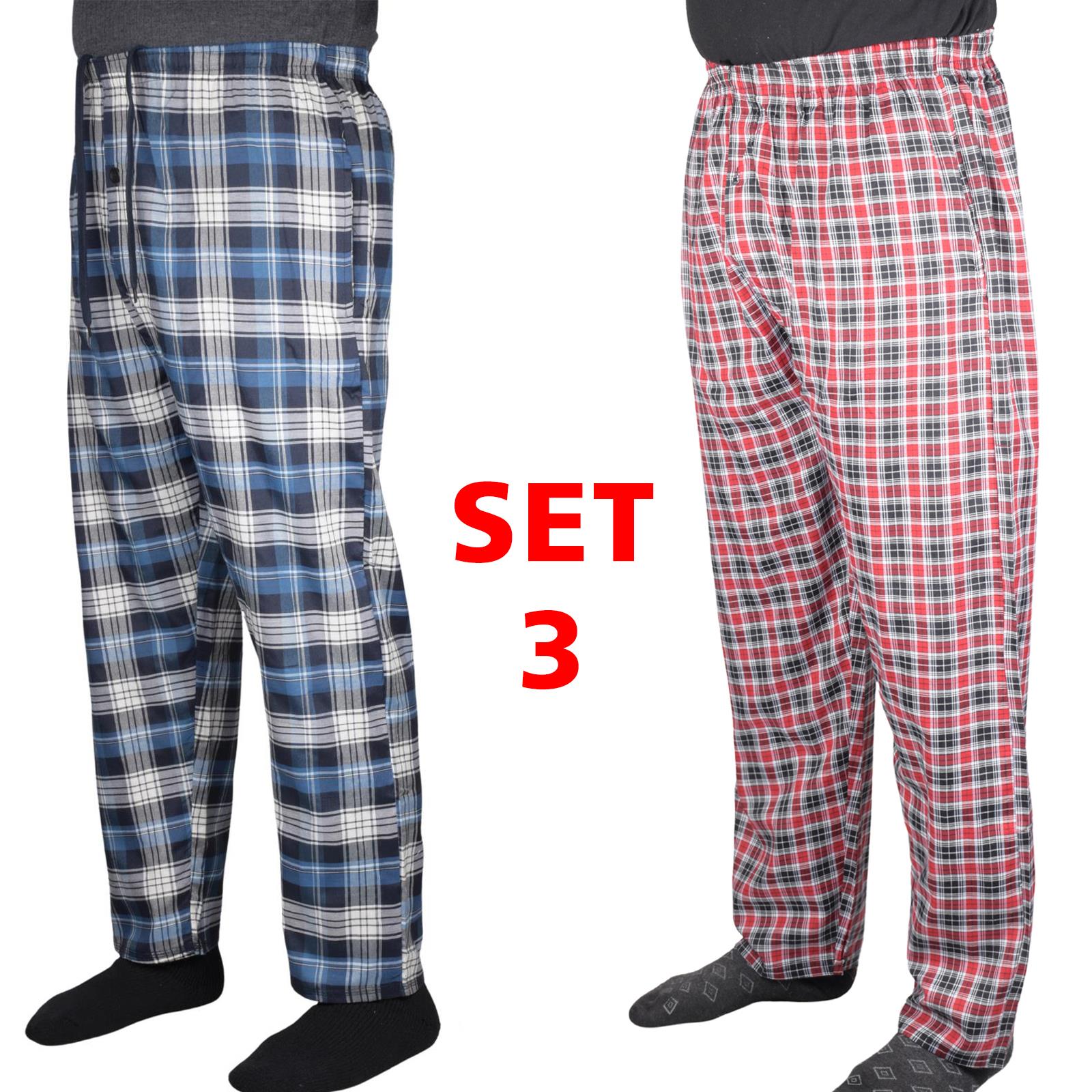 Paquete de 2 pantalones de pijama para hombre tejidos a cuadros de algodón ropa de dormir a cuadros pantalones de salón - Imagen 32 de 33