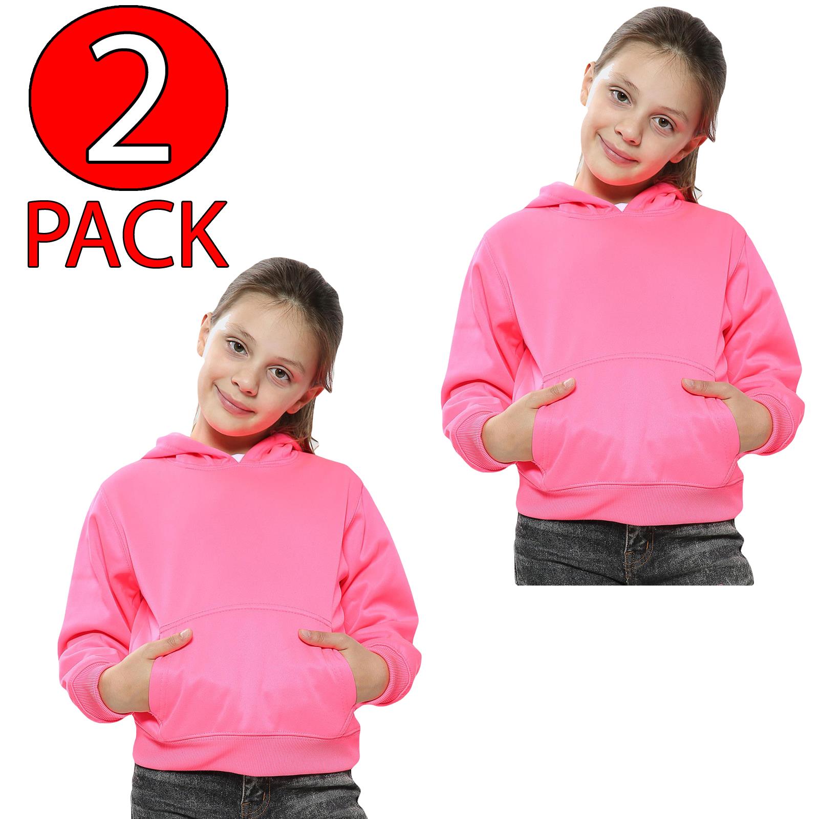 Kids Girls Boys Plain Hooded Jumper Fleece Pullover Hoodie Unisex Sweatshirt - Picture 97 of 128