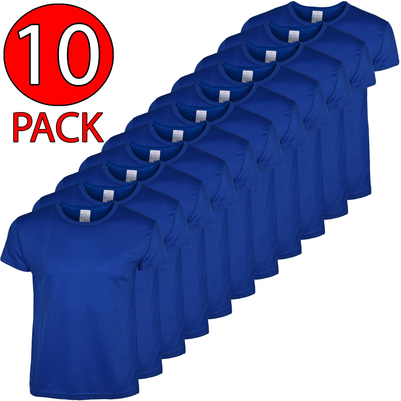 10 Pack Mens Plain T-Shirt Short Sleeve Gym Fitness Crew Neck Sports Breathable - Picture 14 of 37