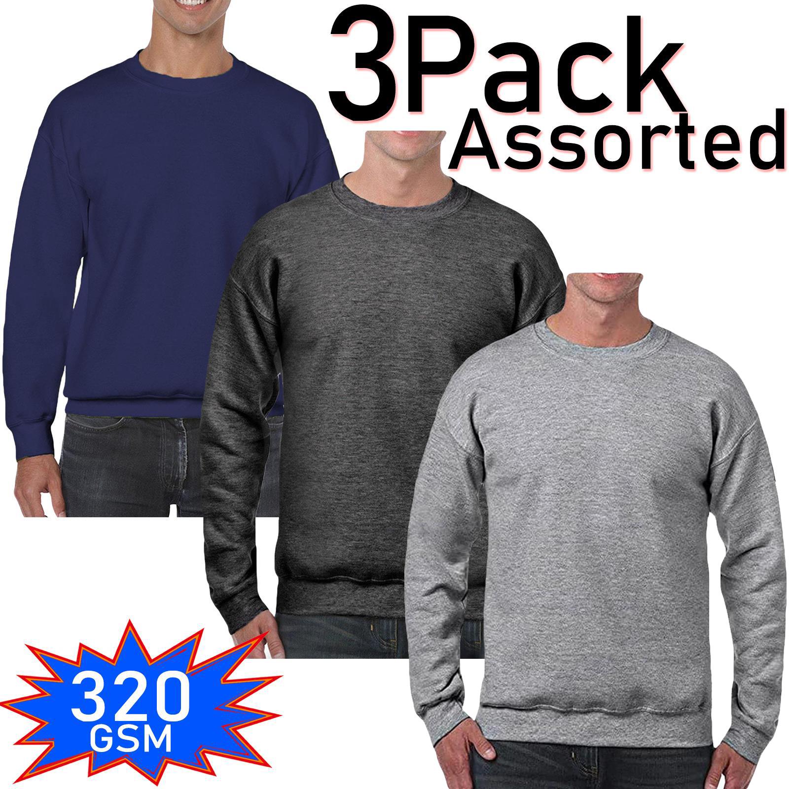 Sudadera lisa para hombre Jersey Suéter Pullover Trabajo Informal Top Paquete de 2 y 3 - Imagen 7 de 40