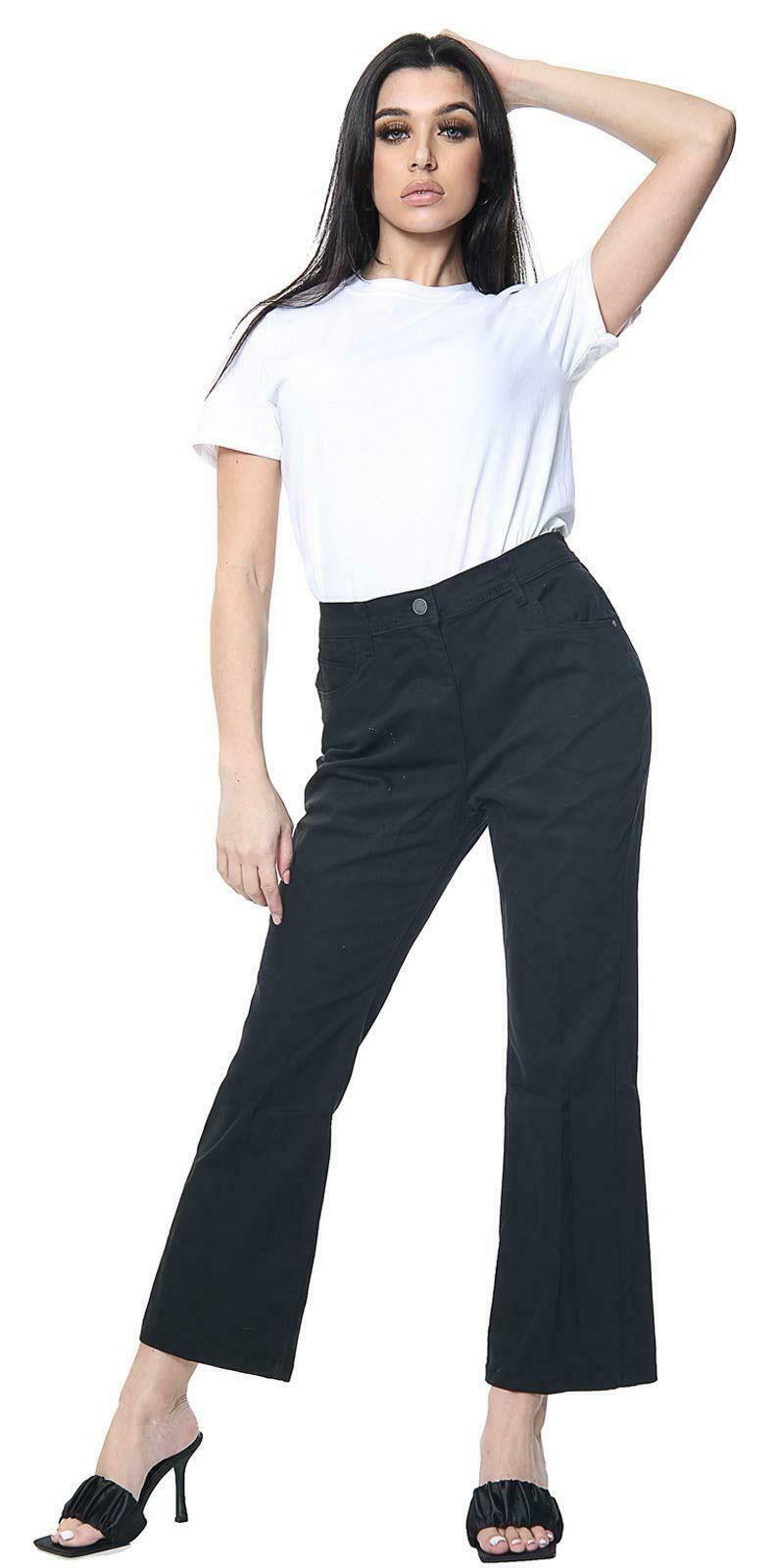 Pantalones de mezclilla elásticos acampanados acampanados con corte bota para mujer - Imagen 13 de 30
