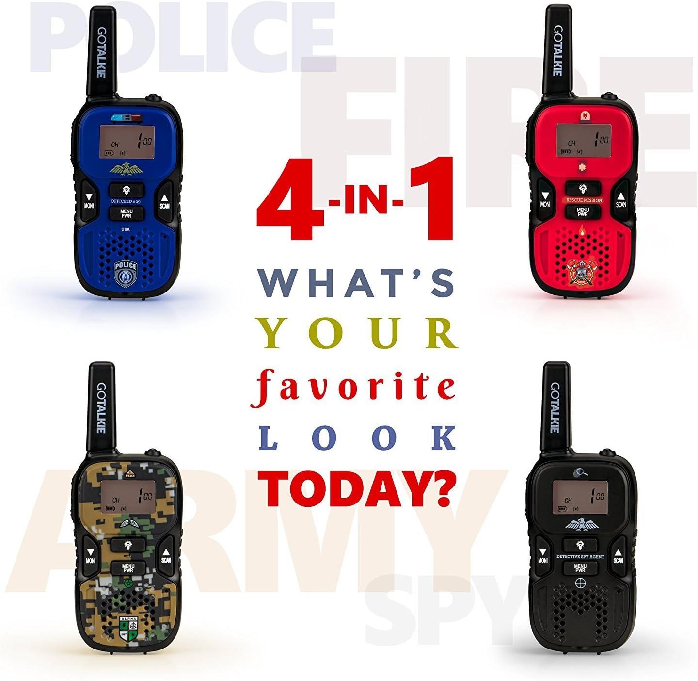 2x Kinder Walkie Talkies große Reichweite 2-Wege Radio LCD Bildschirm Taschenlampe 4 Platten - Bild 7 von 8