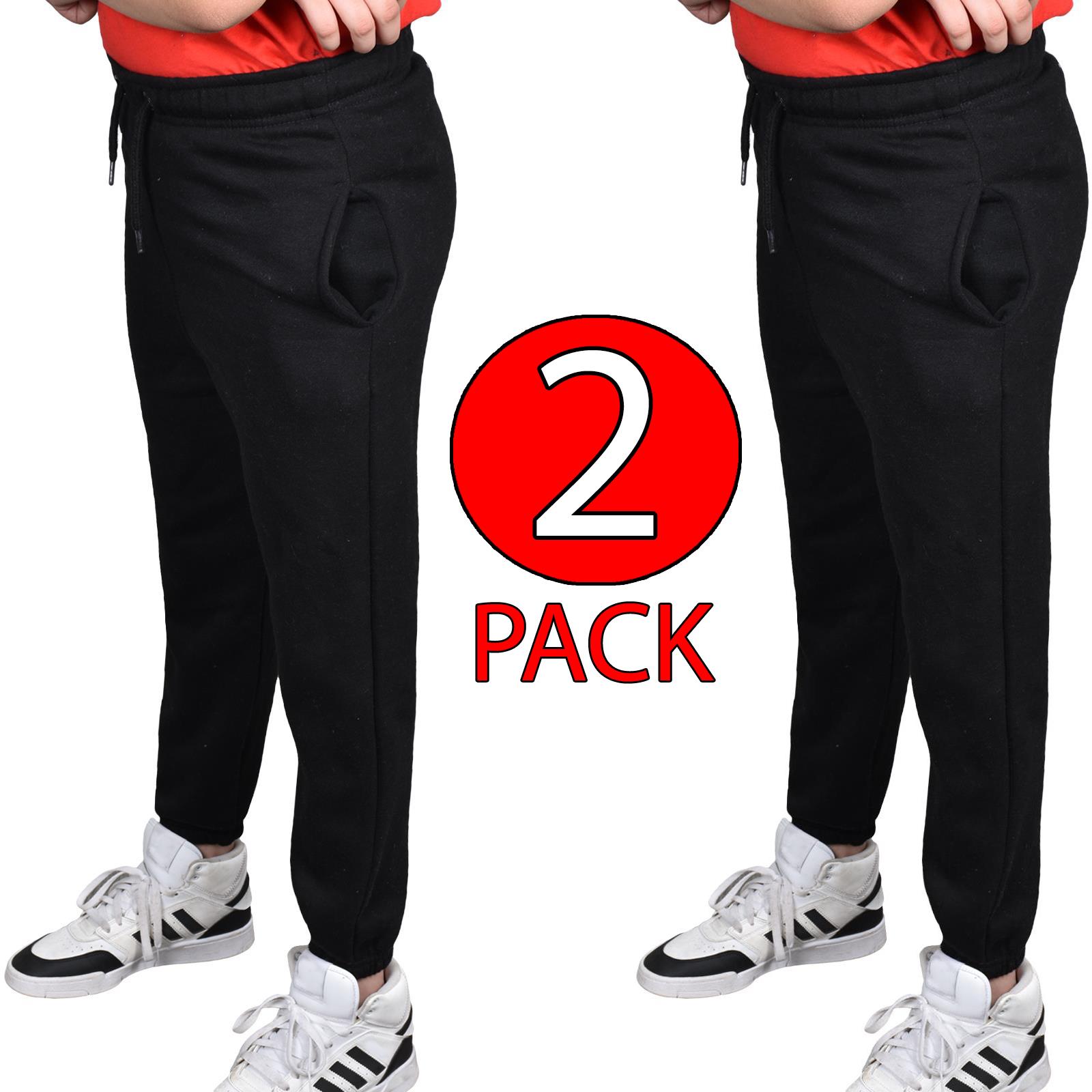 Jogging Bottoms Pack of 2 Kids Boys Girls Warm Fleece PE Plain Tracksuit Joggers - Picture 13 of 62