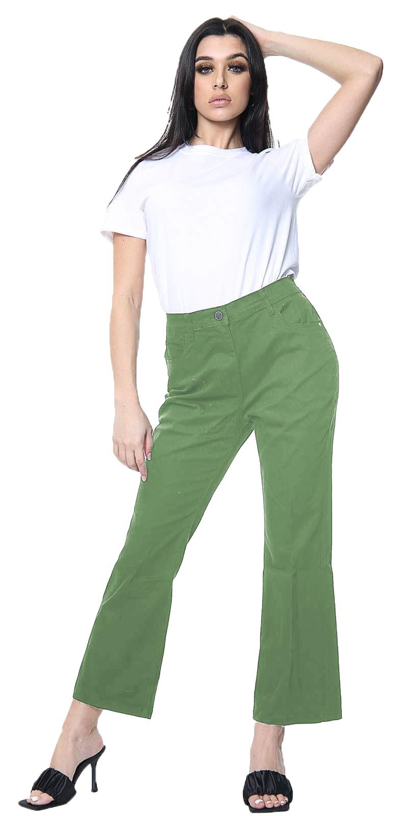 Pantalones de mezclilla elásticos acampanados acampanados con corte bota para mujer - Imagen 17 de 30