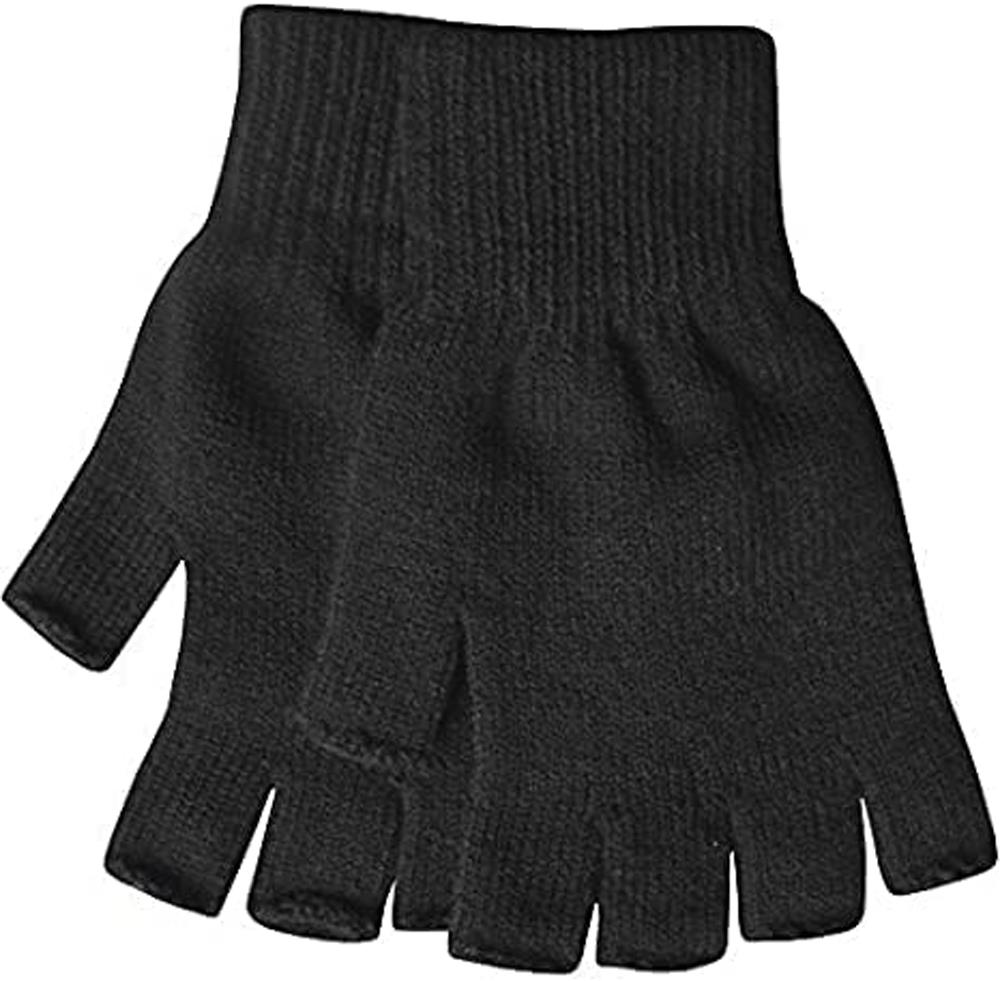 3PAIR Mens Fingerless Gloves Magic Half Finger Winter Typing Touch