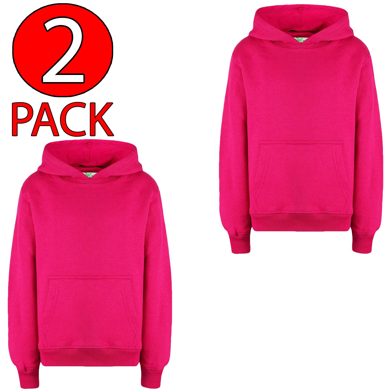 Kids Girls Boys Plain Hooded Jumper Fleece Pullover Hoodie Unisex Sweatshirt - Picture 75 of 128