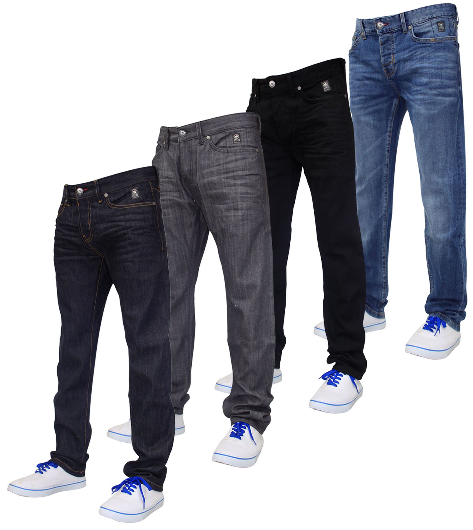 Crosshatch Homme Menzo Jeans Homme Coupe Droite Slim Denim Stretch Pantalon