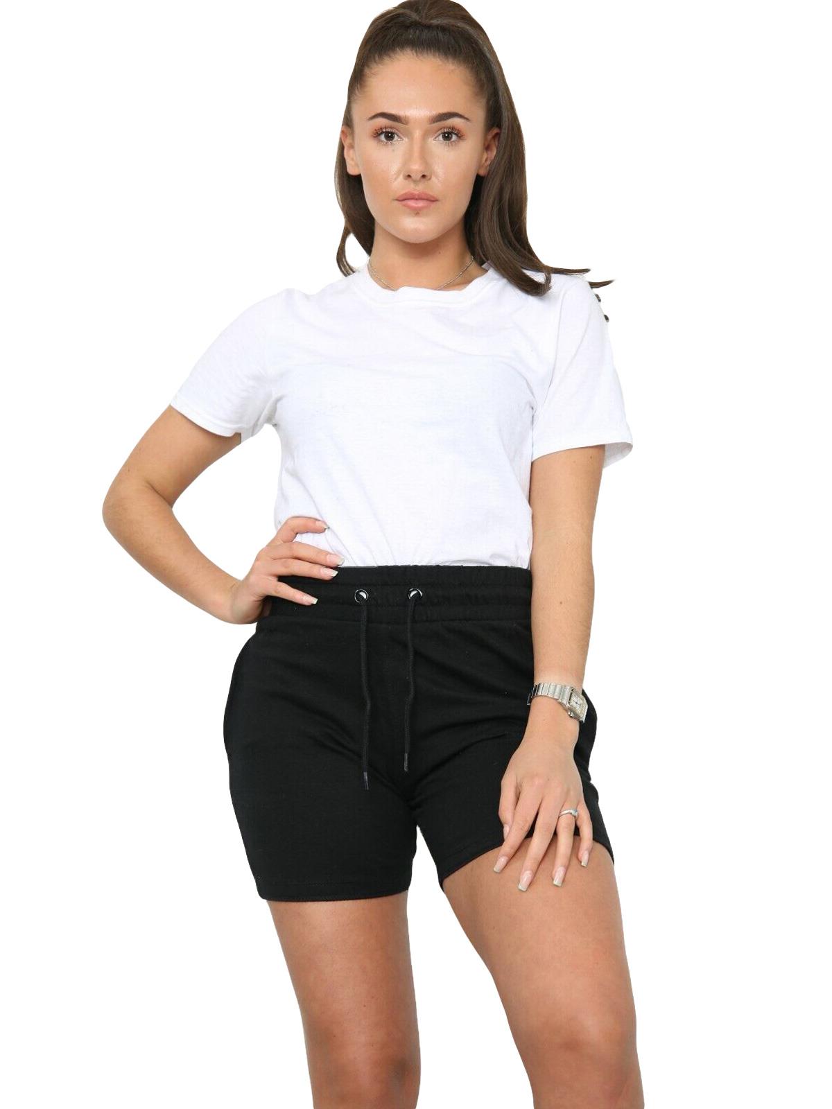 Ladies Shorts Summer Gym Sweat Fleece Tie Elasticated Waist Cycling Pants S-XL - Picture 2 of 21