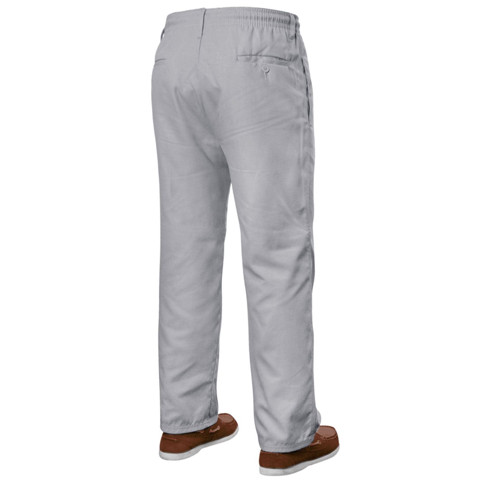 Mens Trousers Elasticated Waist Work Rugby Casual Drawstring Smart