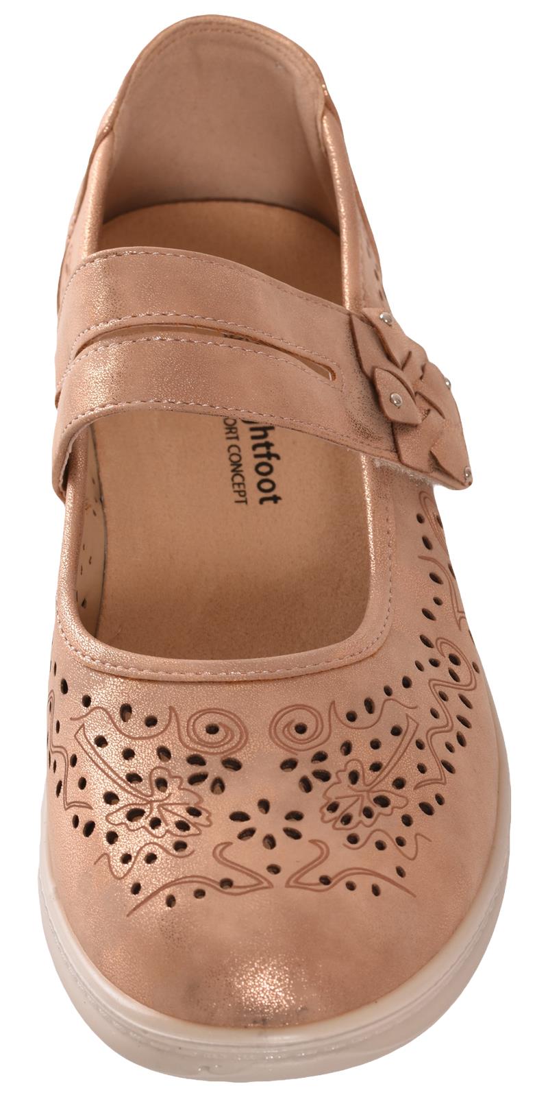 Ladies Mary Jane Sandals Flat Casual Pumps EEE Wide Fit Black Comfort