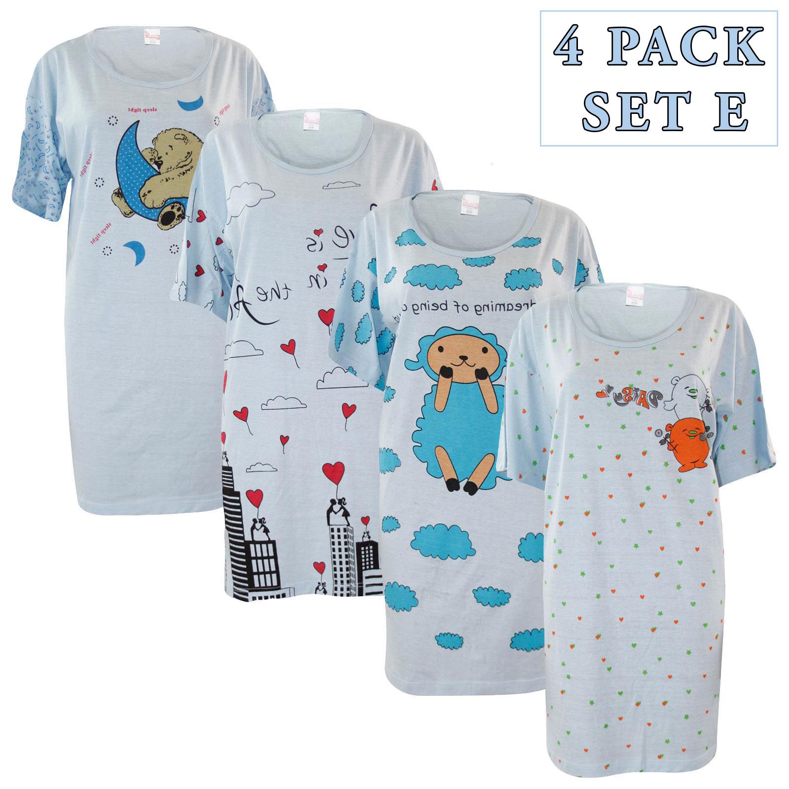 5 Pack Nightdress Nightie Women Cotton Ladies Short Sleeve Nightshirt Nightwear - Picture 55 of 59